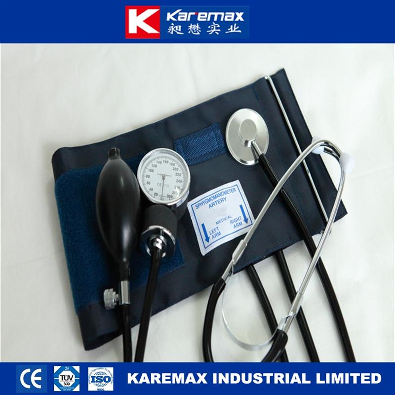 Aneroid sphygmomanometer with single head stethoscope